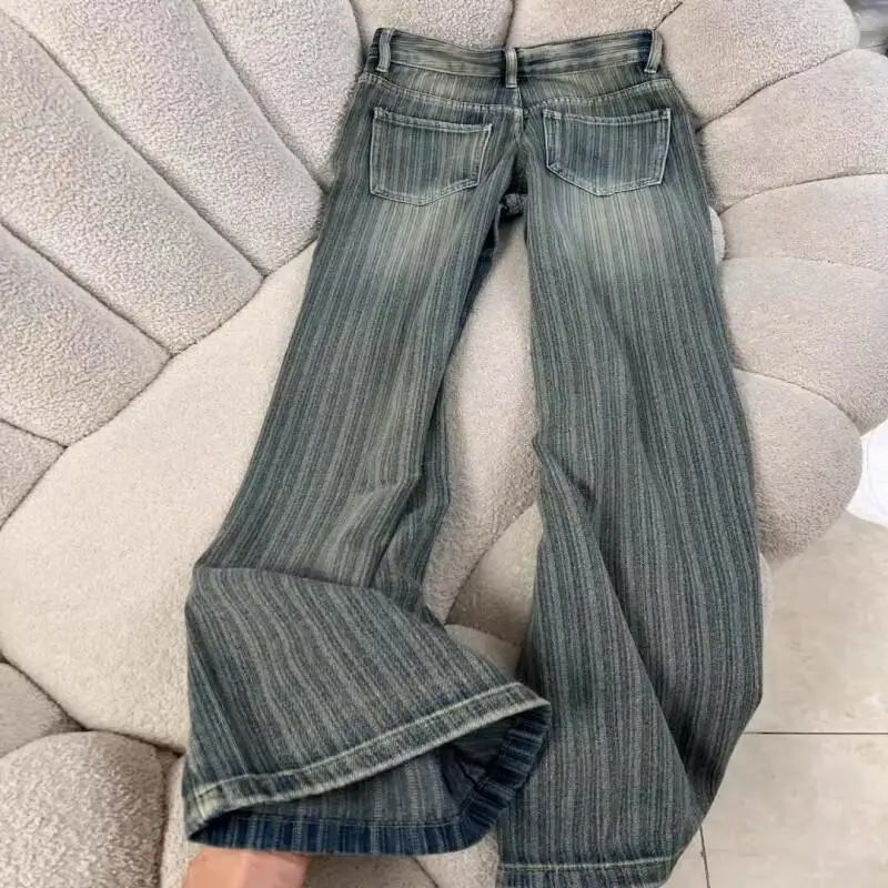

retro narrow version Women's Pants straight cut jeans Breathable Casual autumn new model high waist Slimming wide-leg pants