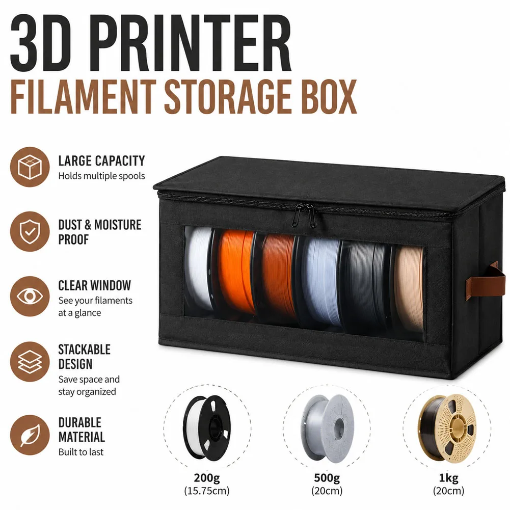 Image of 3D-Drucker Filament-Aufbewahrungsbehälter Vliesstoff Druckerfilament-Spielzeug-Aufbewahrungsbox Sichtbare Staubdichte Sortier-Aufbewahrungstasche