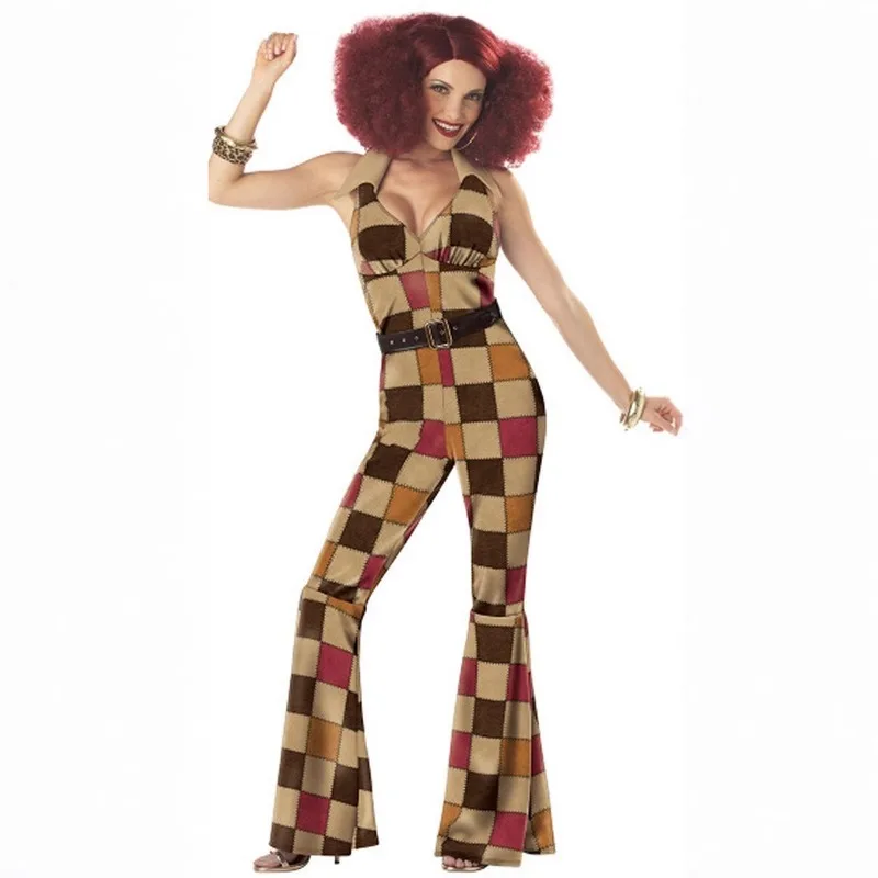 النساء الرجال 60s 70s ريترو الهبي زي 1960s 1970s الذهاب الذهاب فتاة ديسكو زوجين ديسكو الهبي تأثيري هالوين زي فستان بتصميم حالم