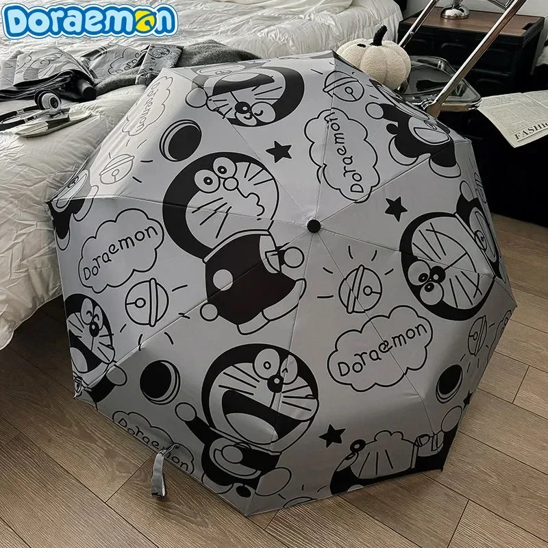 

New Doraemon Mechanical Cat Animation Cartoon Style Metal Automatic Parasol Outdoor Travel Sun Protection UV Foldable Umbrella