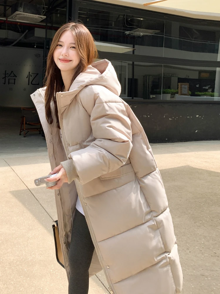 

Female Hooded Thick Warm Casual Parkas Winter 2025 Women Fashionable Loose Cotton Jacket Coat Long Versatile Bread Outerwear