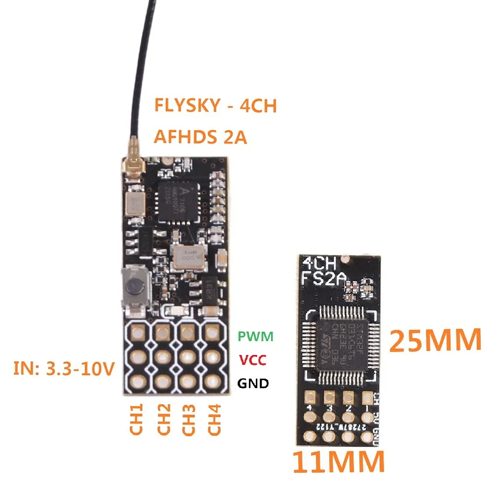 Flyskyと互換性のあるミニレシーバー,FS-i6, FS-i6X, FS-i6X, FS-i6S送信機,4ch,afhds 2a,pwm出力