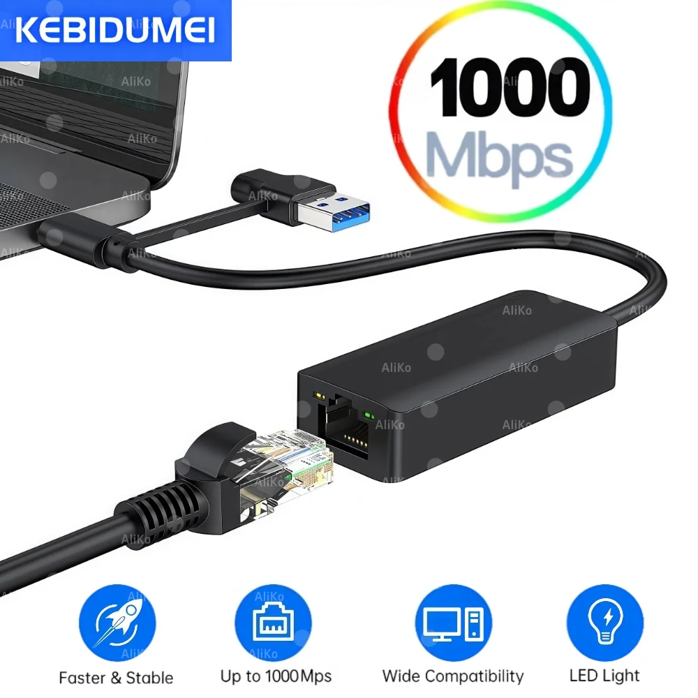 

1000Mbps Wired Network Card USB 3.0 Type C to RJ45 Lan Ethernet Adapter Converter Gigabit Network Card for PC Laptop Windows 10