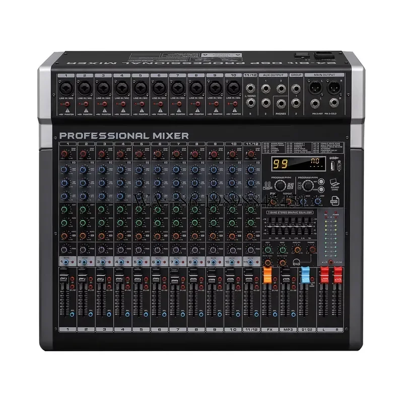 WMWMNU UT-12 Dj Controller/audio Console Mixer Professional 12-Channel Audio Mixer 99DSP Effects for Recording Studio Small