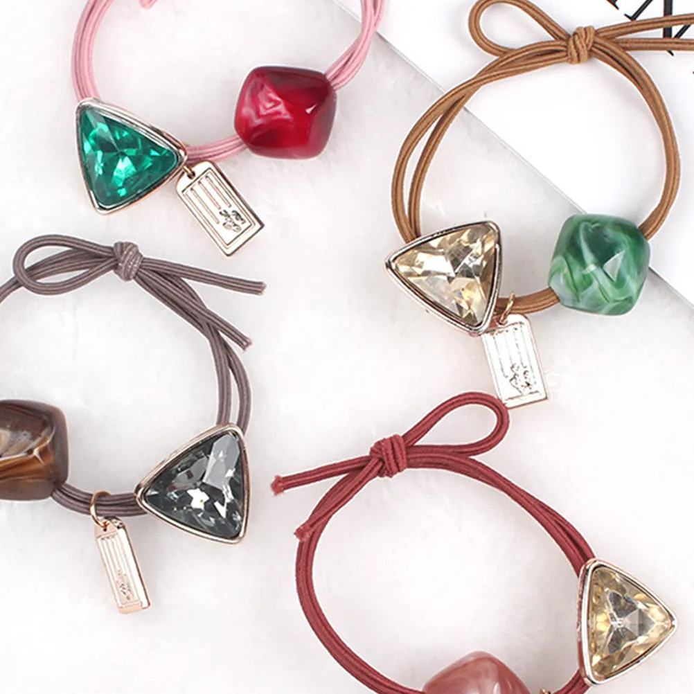 

4Pcs Gemstone Bowknot Hair Ties Adorable Elastic Bands for Daily Wear Stylish Ponytail Holders Hair Rope