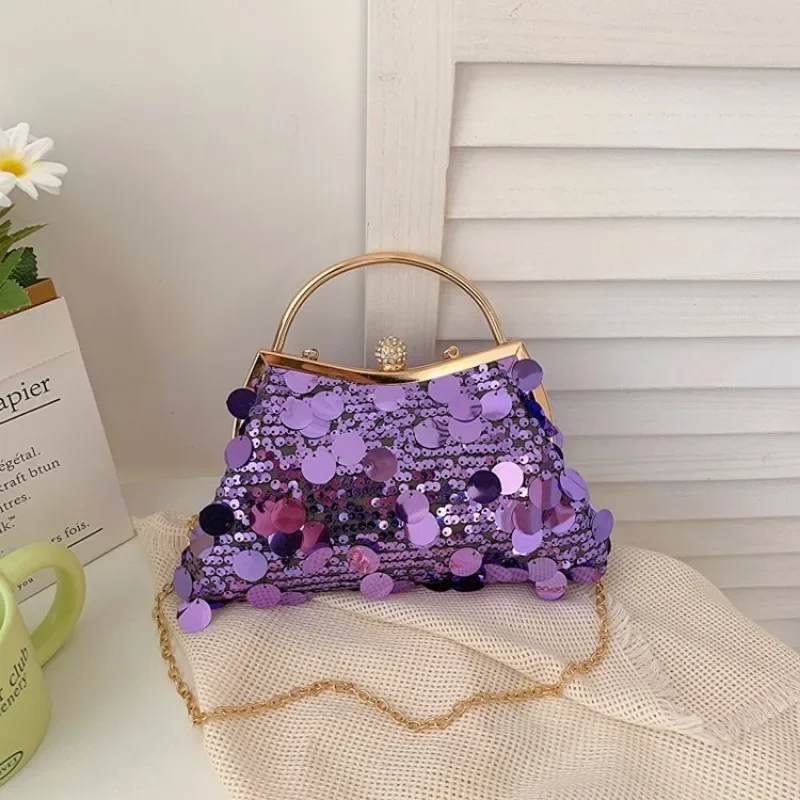 

Hot Selling Versatile Sequin Solid Color Fashionable Women's Crossbody Bag 2024 New Gorgeous Banquet Party Women's Handbag