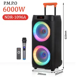 Potenza di picco 6000W potente scatola con braccio con timone da esterno 8 pollici Big Horn Partybox Karaoke pesante con altoparlanti Bluetooth con microfono Wireless