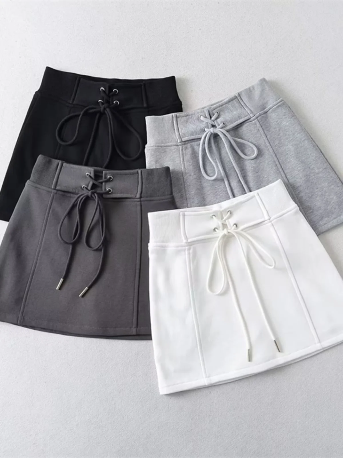 falda de Cintura Alta para Mujer, Estilo Deportivo, Anti-Luz, Falda Cruzada, Falda Corta en Línea A, Estilo Urbano