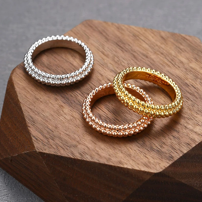Top Quality S925 Sterling Silver Beads Style Finger Ring Women's Luxury Brand Jewelry Rose Gold Anniversary Gift view 4