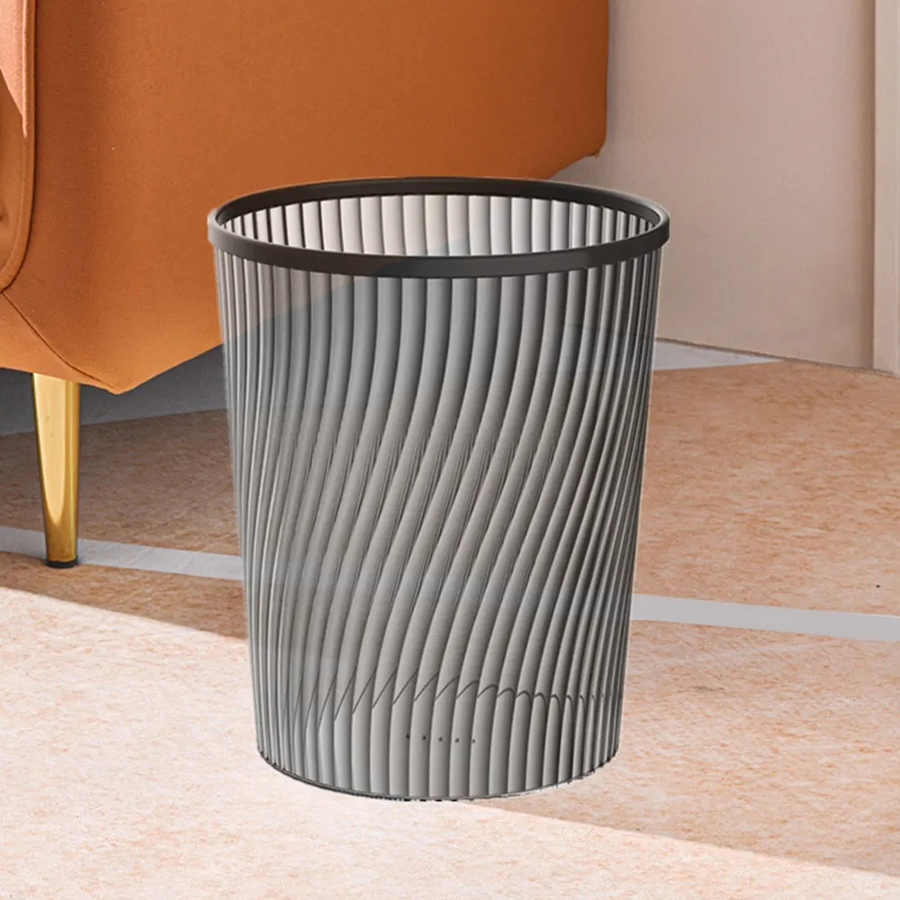

2pcs Trash Can Garbage Bucket Home Office Bedroom Bathroom Waste Bin Plastic Rubbish Container Large Capacity Spiral Pattern