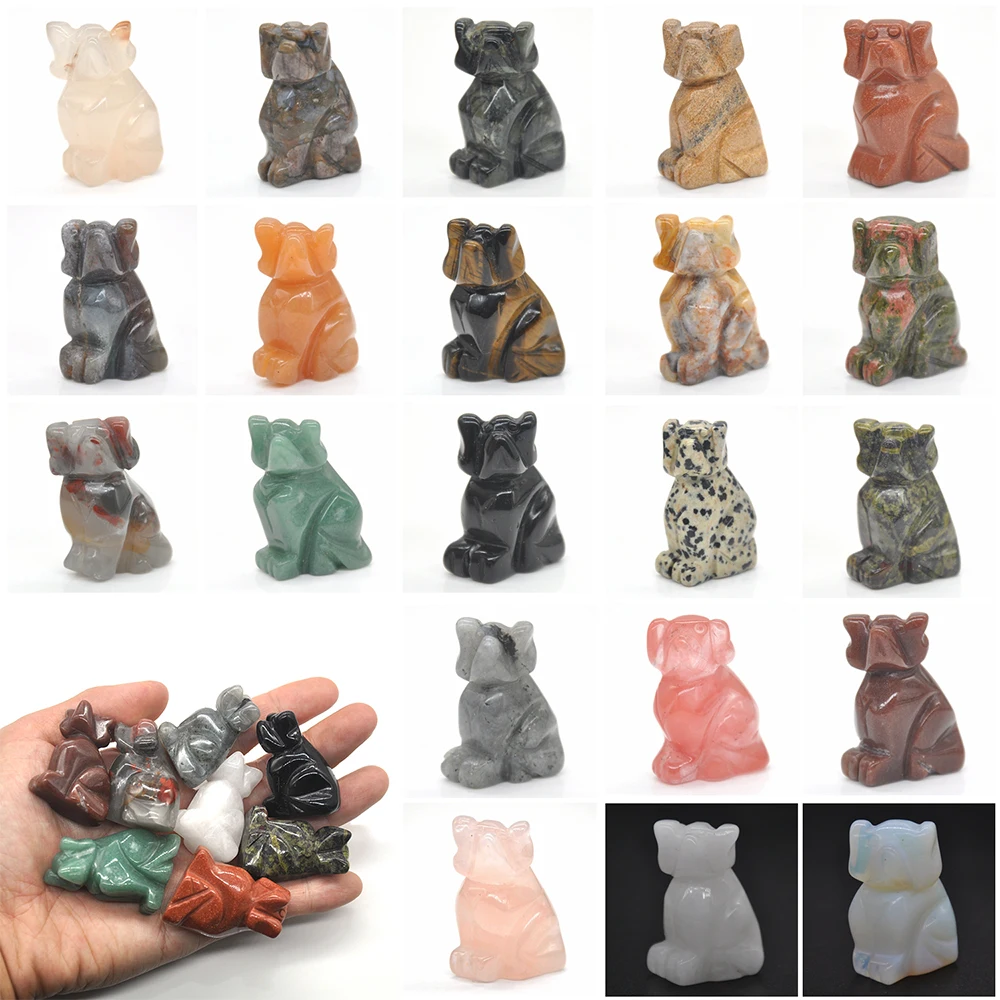 

10pcs/lot Random 1.5" Dog Statue Natural Stone Quartz Agate Crystal Healing Animals Home Decor Ornament Cheap Stuff Wholesale