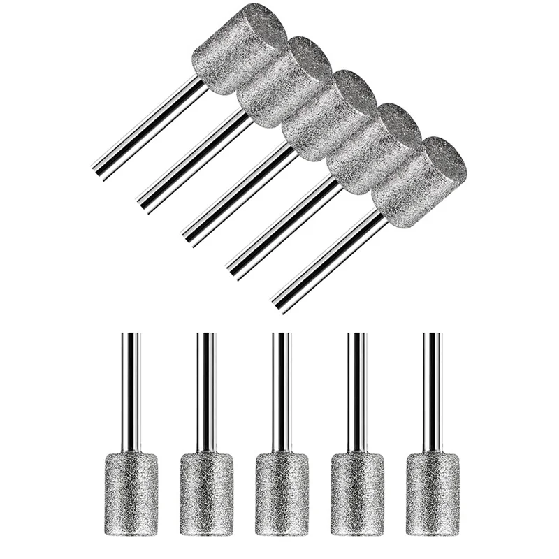 ABQR 10 шт., 8 мм, цилиндрическая головка, алмазные заусенцы, шлифовальный набор для резьбы по камню, стеклу, керамики, вращающихся инструментов