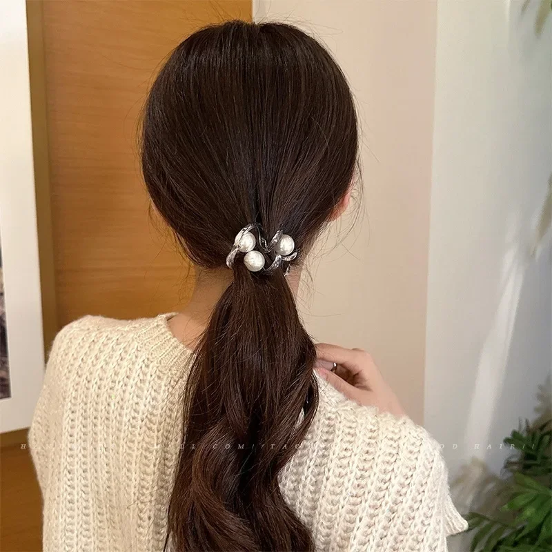 3/1 buah cincin karet telepon mutiara, cincin rambut mutiara sangat elastis tahan lama temperamen sederhana