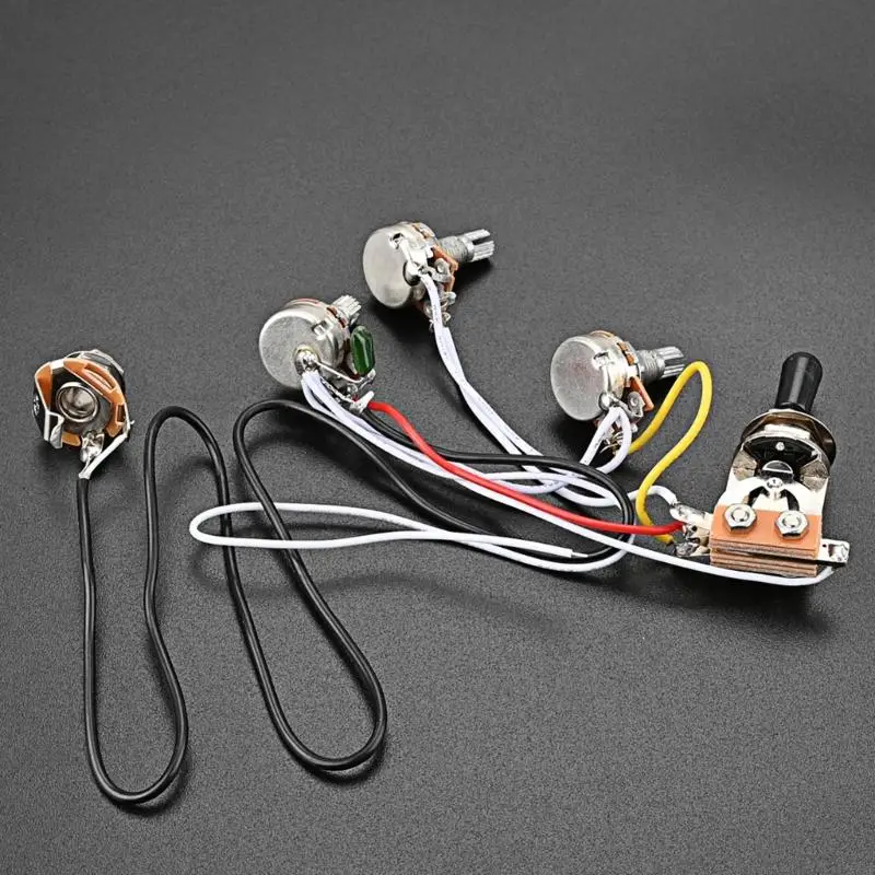 3 Way A500K Prewired Guitar Wiring Hareness for Guitar Bass Repair Replacement W89F