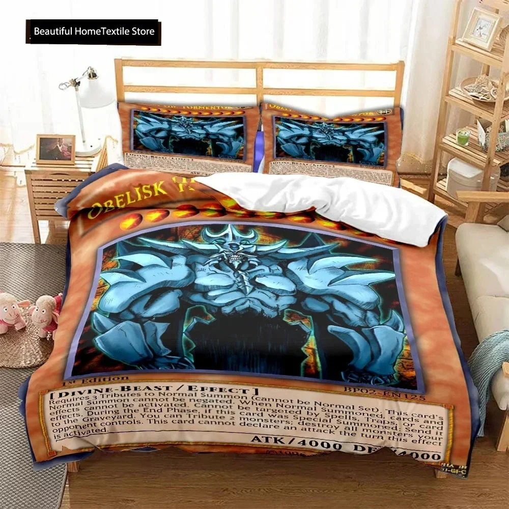 Luxury New 3D Print Anime Yu Gi Oh Card Duvet Cover Set Blue Eyes White Dragon Cartoon Bedding Sets King Size Cover Sets