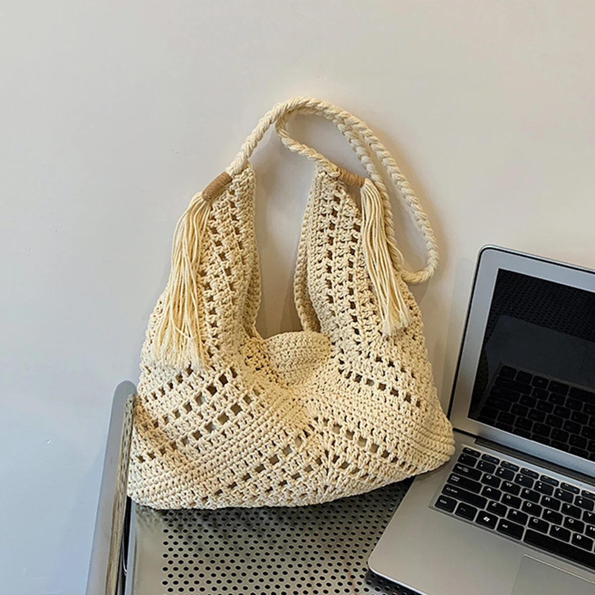FOXER Beach Woven Women's Tote Bag 2026 New Fashion Summer Bag Girl's Travel Shoulder Bag Vacation Crossbody Purse