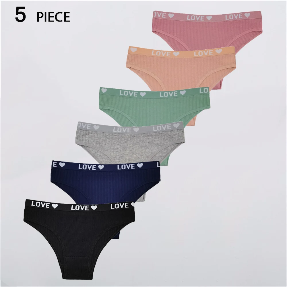 

5 Pcs Women's Cotton Panties Solid Color Sexy Briefs Underwear Female Intimate Lingerie Underpants Comfortable Female Clothing