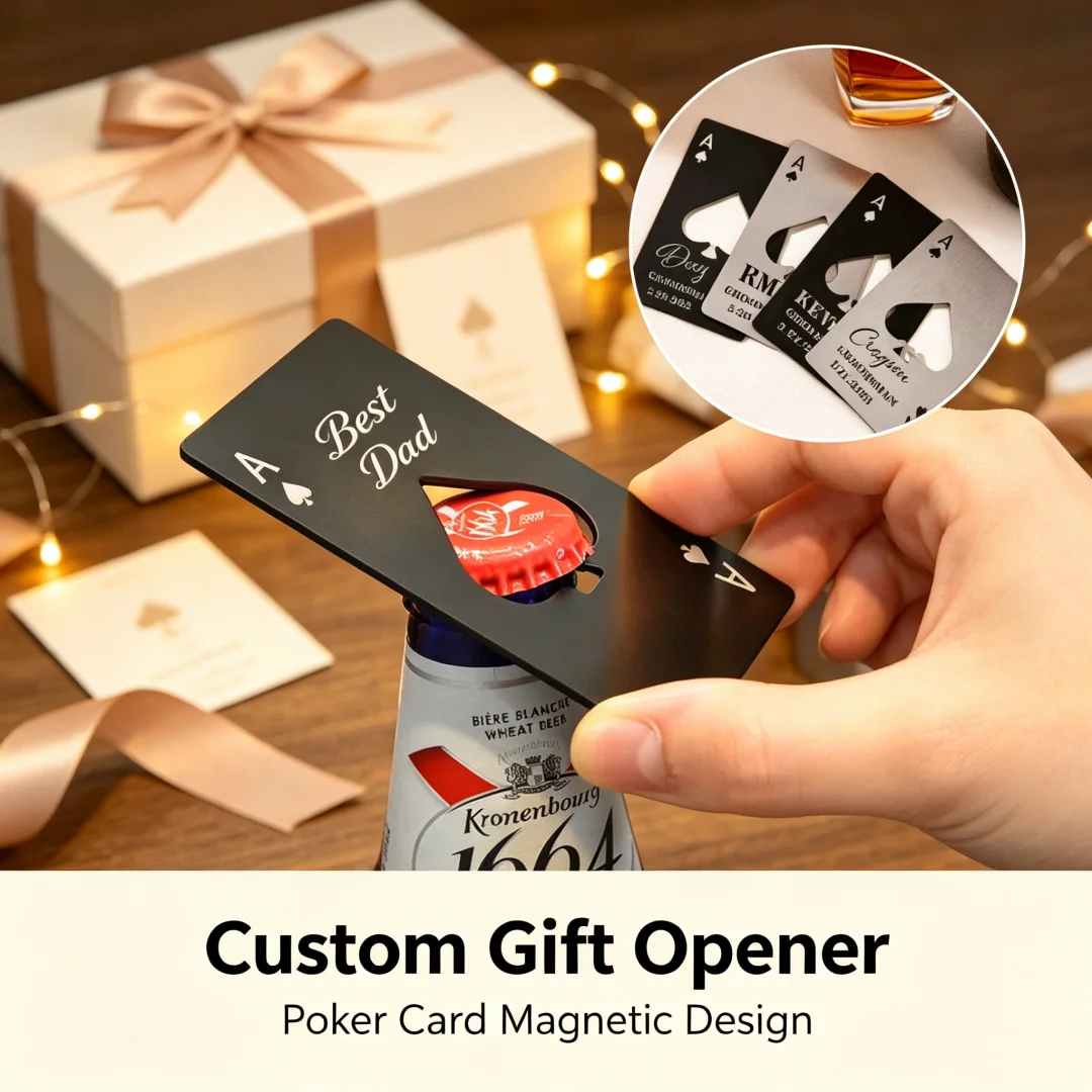 Custom Creative Poker Bottle Opener Card Design Personalized Poker Stainless Steel Beer Bottle Opener Kitchen Bar Tools Gift