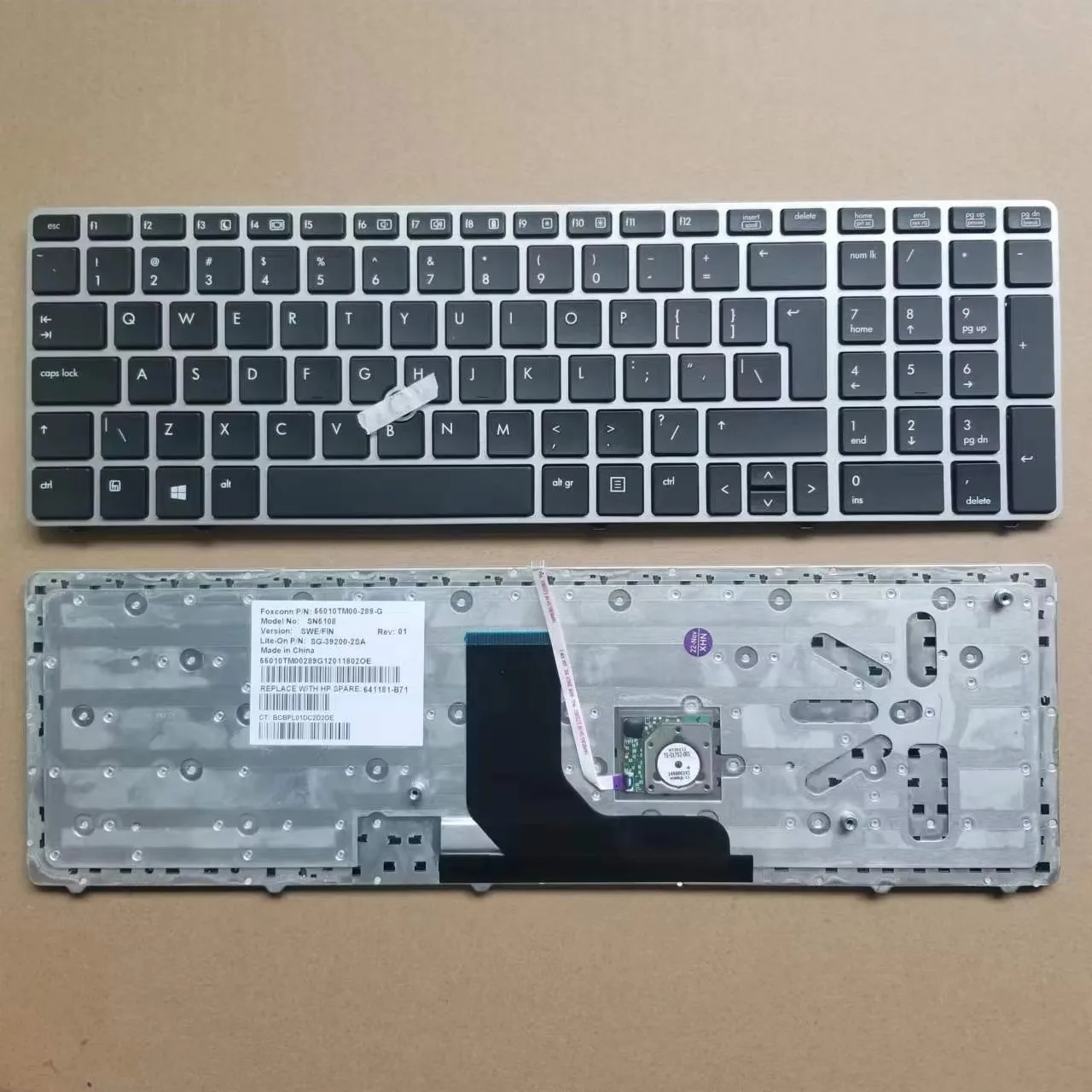 New English Keyboard For HP 8560P 8560B 6560B 6560  With Point Silver Frame US Layout