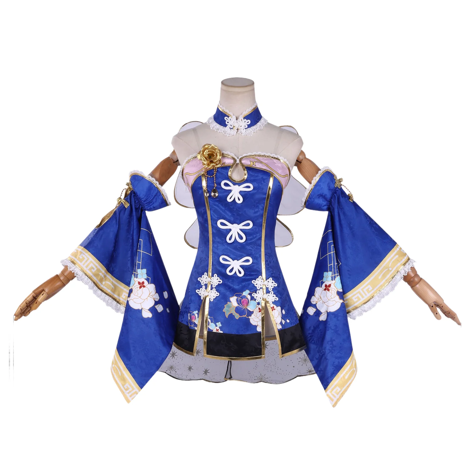 

Kanan MatsuuraBlue Cheongsam Skin Cosplay Costume Carnival Halloween Party Outfit