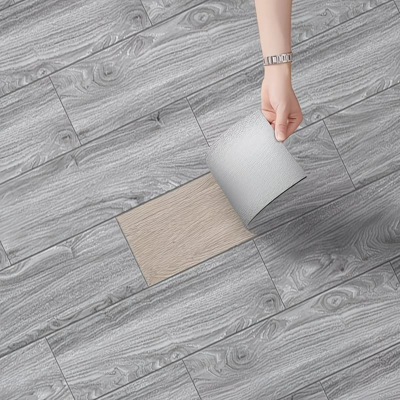 8/16/32pcs Wood Grain Self-Adhesive Waterproof Floor Stickers Peel & Stick PVC Flooring for Living Room, Bedroom Home Renovation