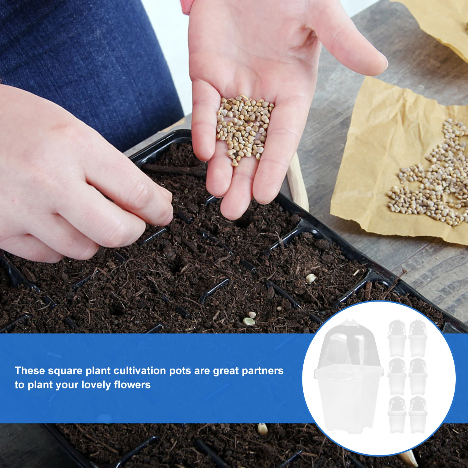 

20 set Reusable Transparent Lid Flower Nursery Pot Thickened Durable Plastic Planter For Garden Balcony Park Plant Container