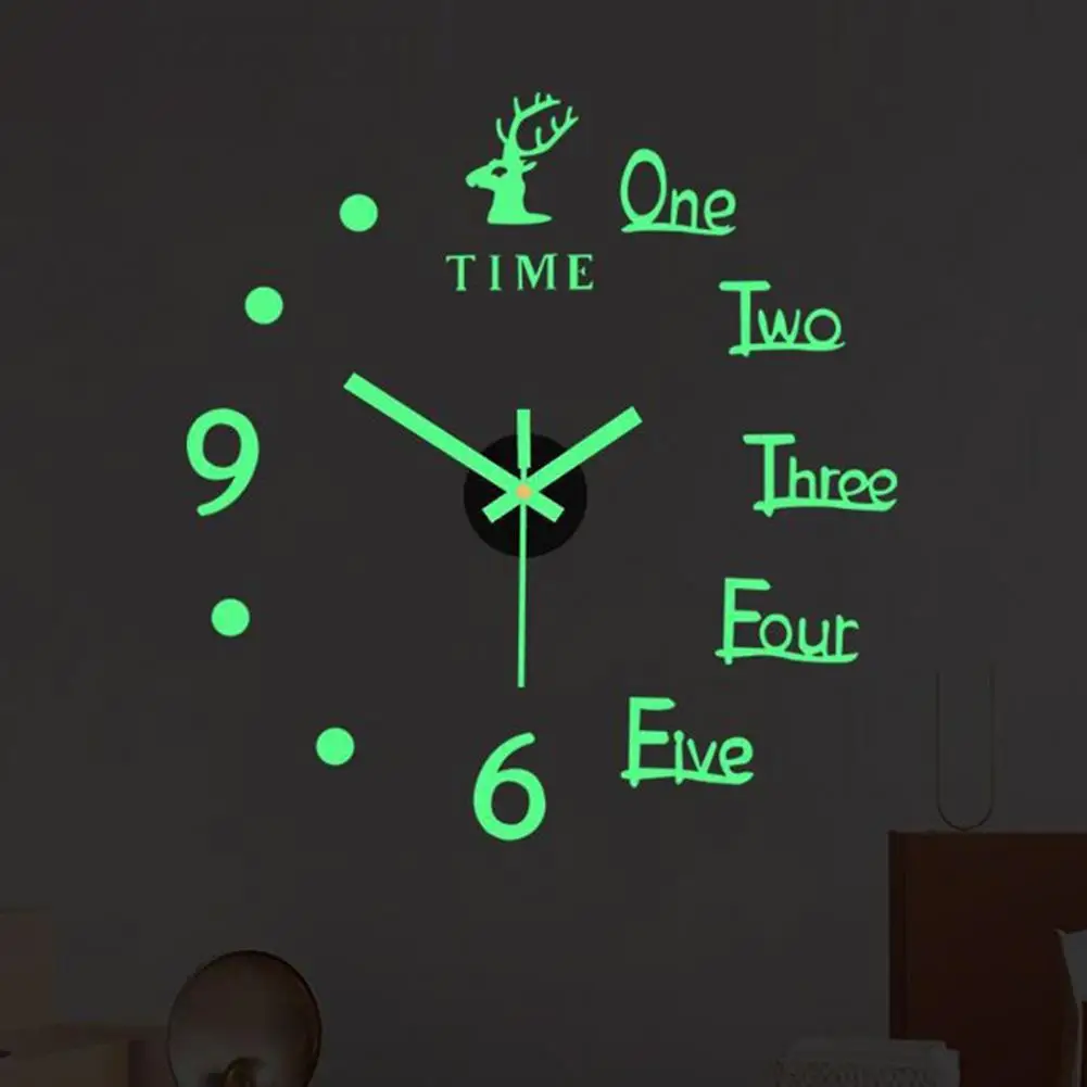 Luminous Wall Clock Modern Home Decor Wall Clock Power-saving Battery Powered Silent DIY Wall Clock Decoration for Living Room