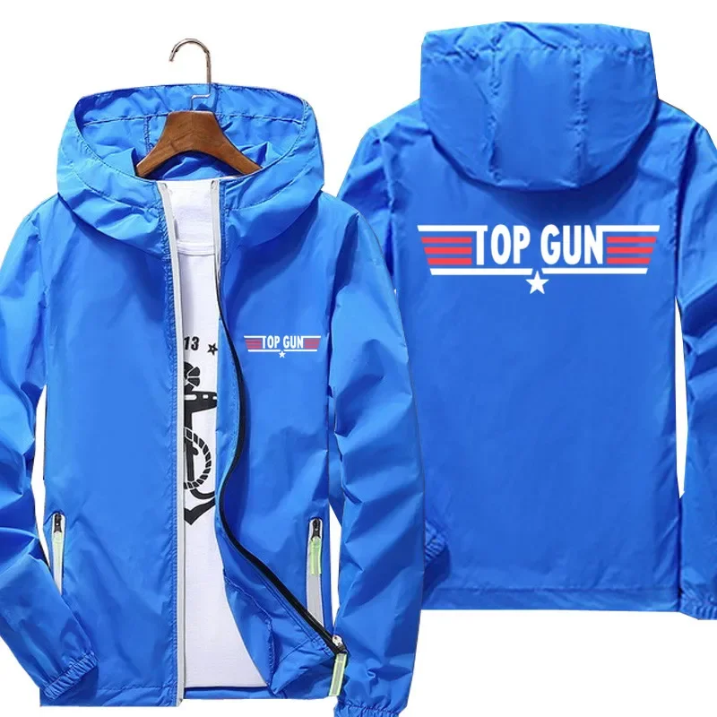 Men Bomber Hooded Top Gun Maverick Sports Pilot Casual Thin Windbreaker Sunscreen Skin Zipper Women Jacket Fashion Clothing