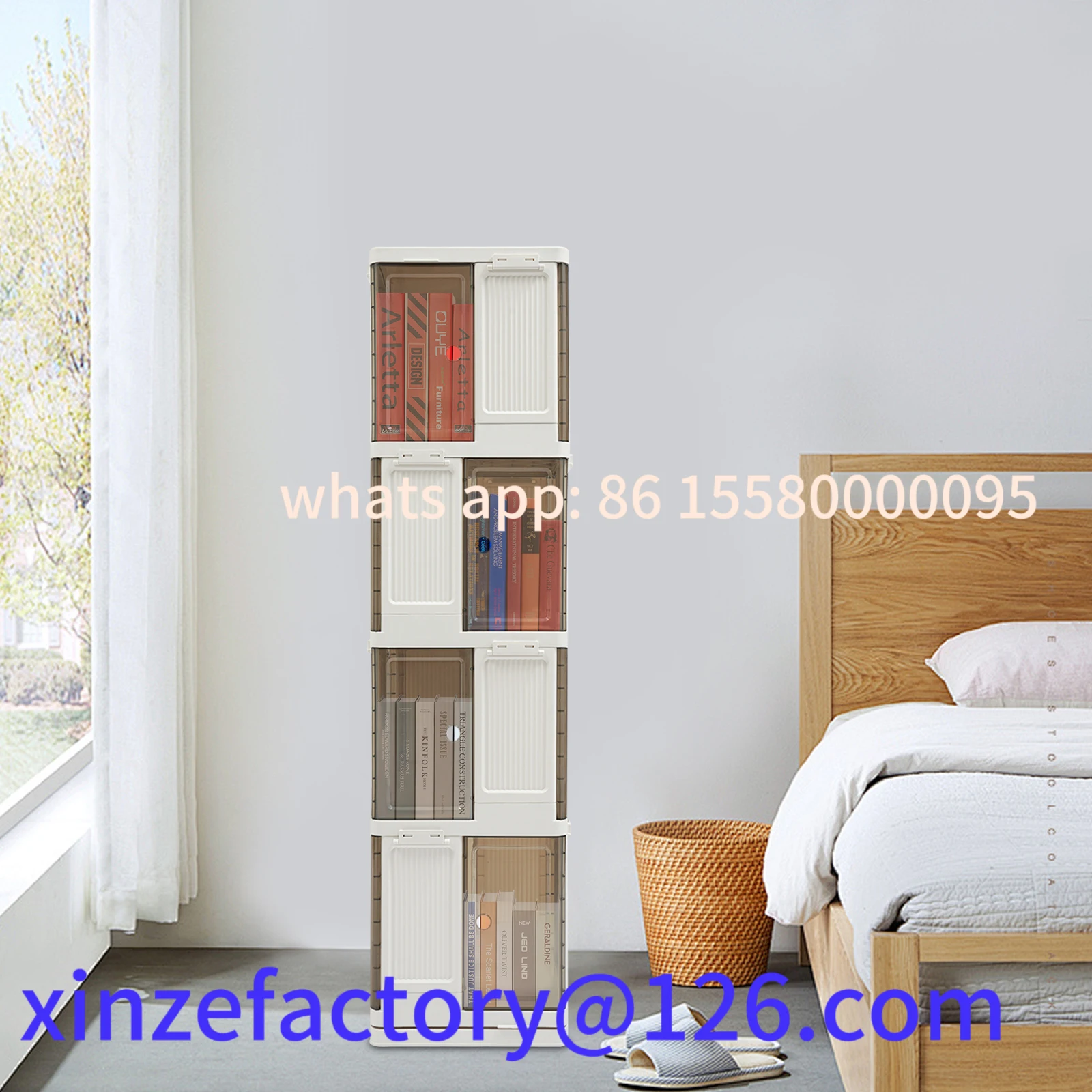 

Customizable 4-Tier Rotating Bookshelf, Book Storage Shelf, Floor Standing Rotating Bookcase