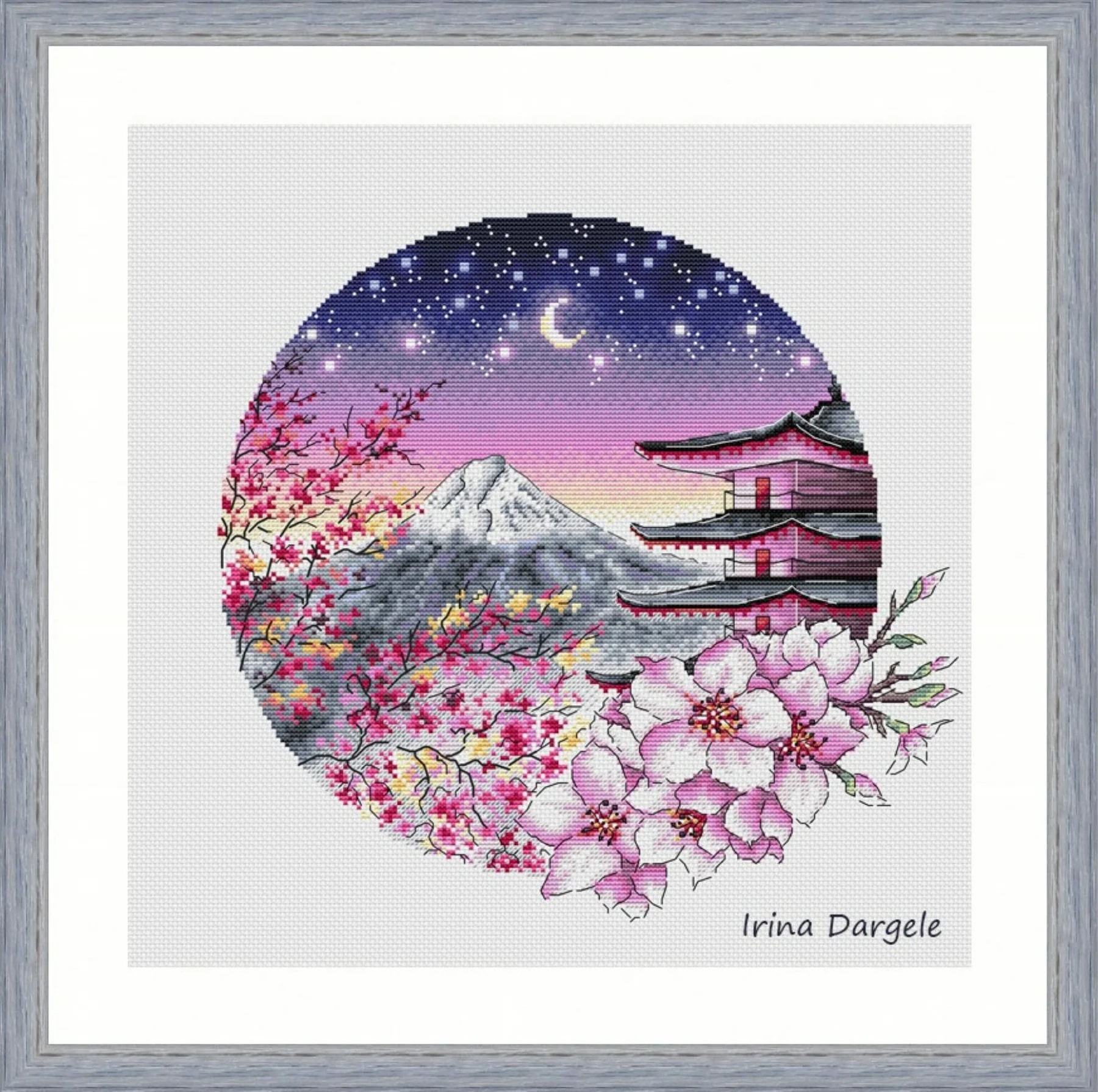 Cross Stitch Embroidery Kits Needlework Craft Set  Home Decoration Cross Stitch set  hand-circular cherry blossom scenery 40-39