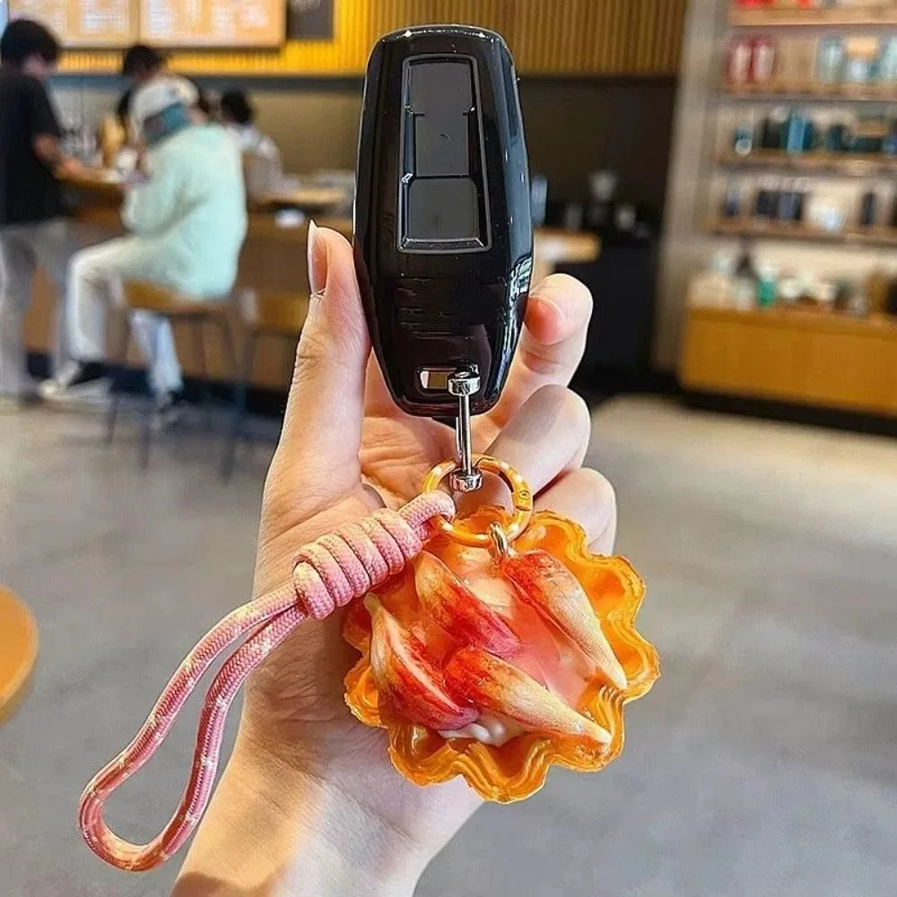 Simulation Fruit Egg Tart Keychain Cute Creative Mango Puff pastry pendant Portable Sweet Food Shaped Keyring Holiday Gifts