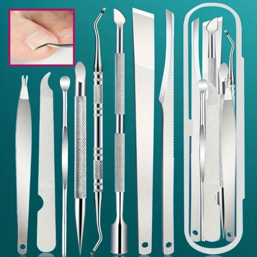 مجموعة أدوات باديكير مكونة من 8 قطع - مجموعة العناية بالقدم الاحترافية المصنوعة من الفولاذ المقاوم للصدأ، مناسبة للأقدام واليدين مع أدوات تشذيب الأظافر المزيلة