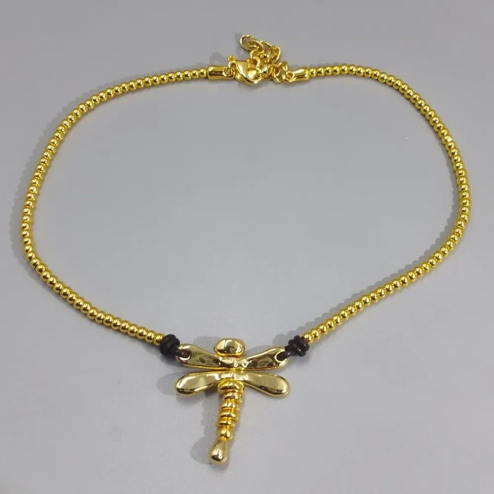 2026 Spain Neutral Cold Wind Gold Silver Dragonfly Beaded Necklace Jewelry Accessories Creative Gift