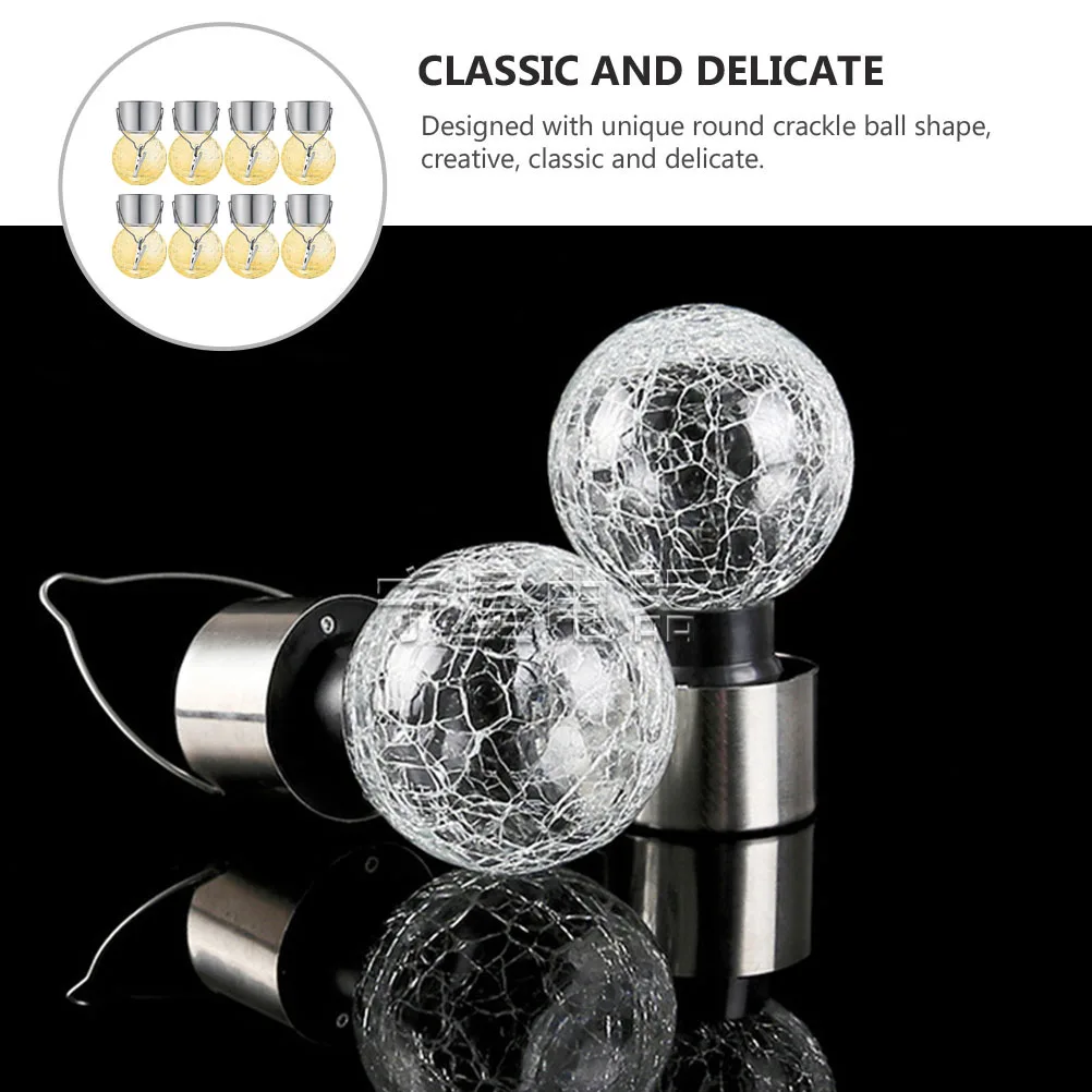 

8pcs Solar Crackle Ball Hanging Light Glass Decorative Lamp Outdoor Garden Yard Party Solar Powered Light Landscape Railing