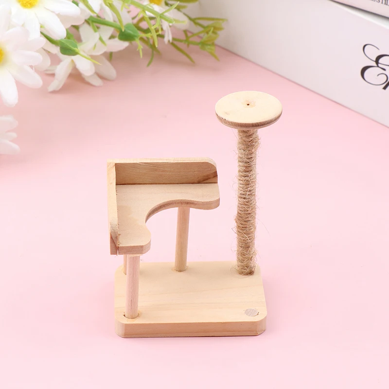 1:12 Dollhouse Miniature Wooden Cat Climbing Frame Pet Furniture Model Doll House Home Decor Accessories Kids Pretend Play Toy