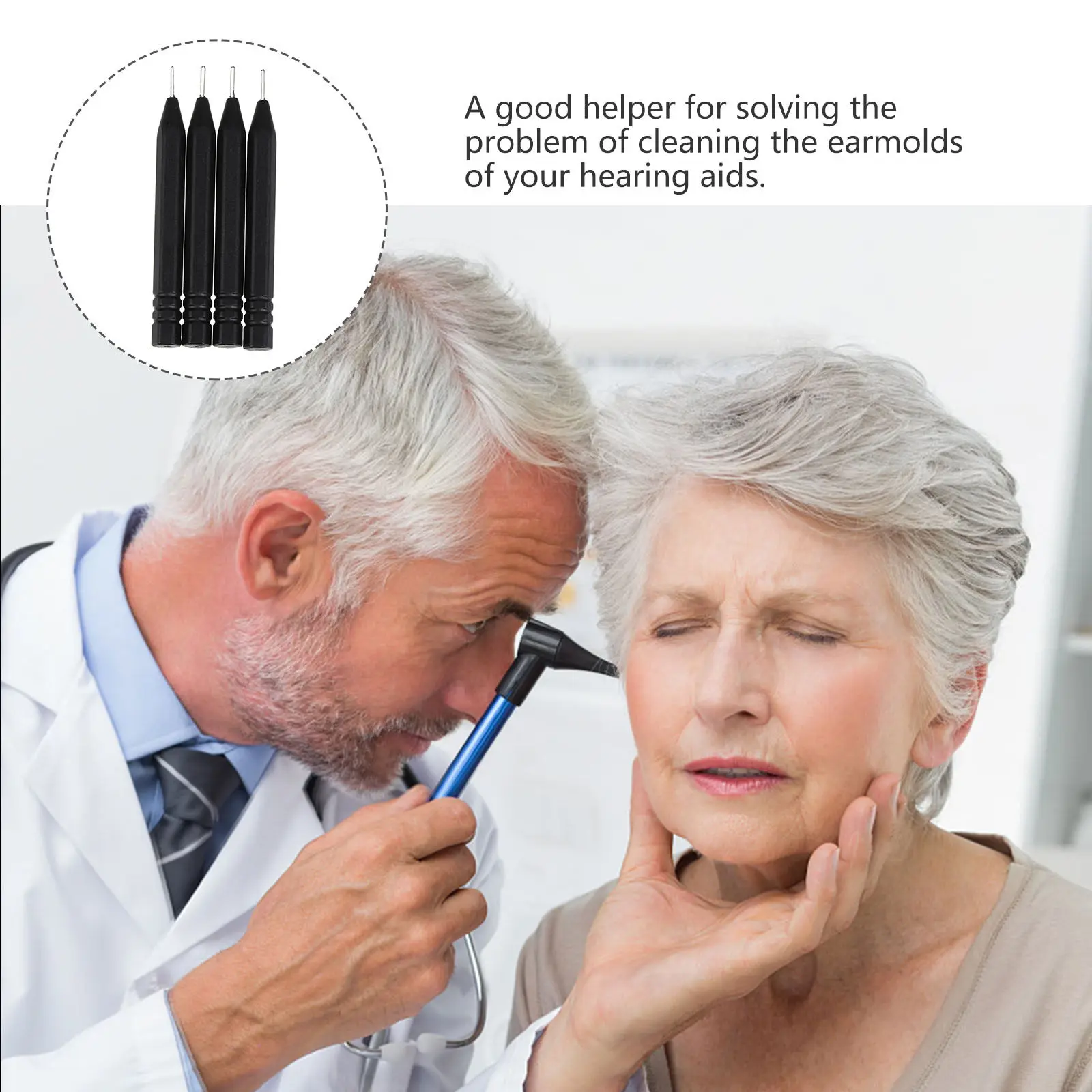 4Pcs Hearing Aids Cleaning Rod Earmould Cleaning Tool Steel Needle Ring High Quality ABS Steel Easy Operation Portable Earwax
