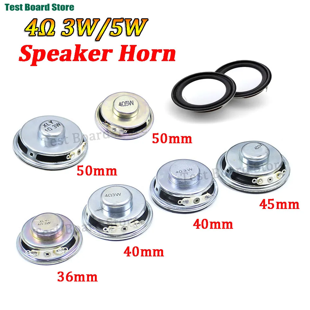 2PCS Mini Speaker 3W 5W 4R Diameter 4cm/5cm Amplifier Loudspeaker 3 Watt 4 Ohm 36mm/40mm/45mm/50mm Speakers for Arduino