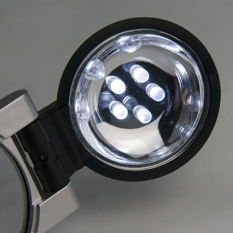 Lupa plegable iluminada de bolsillo 3X con luz LED, reparación de relojes, lupa multifuncional