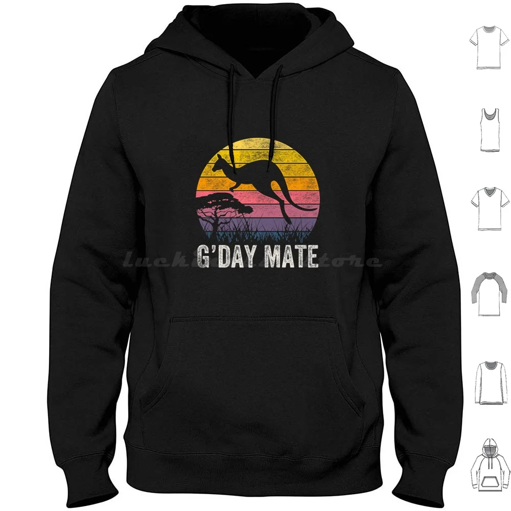 Australia G'Day Mate Funny Kangaroo Australian Symbol Hoodie cotton Long Sleeve