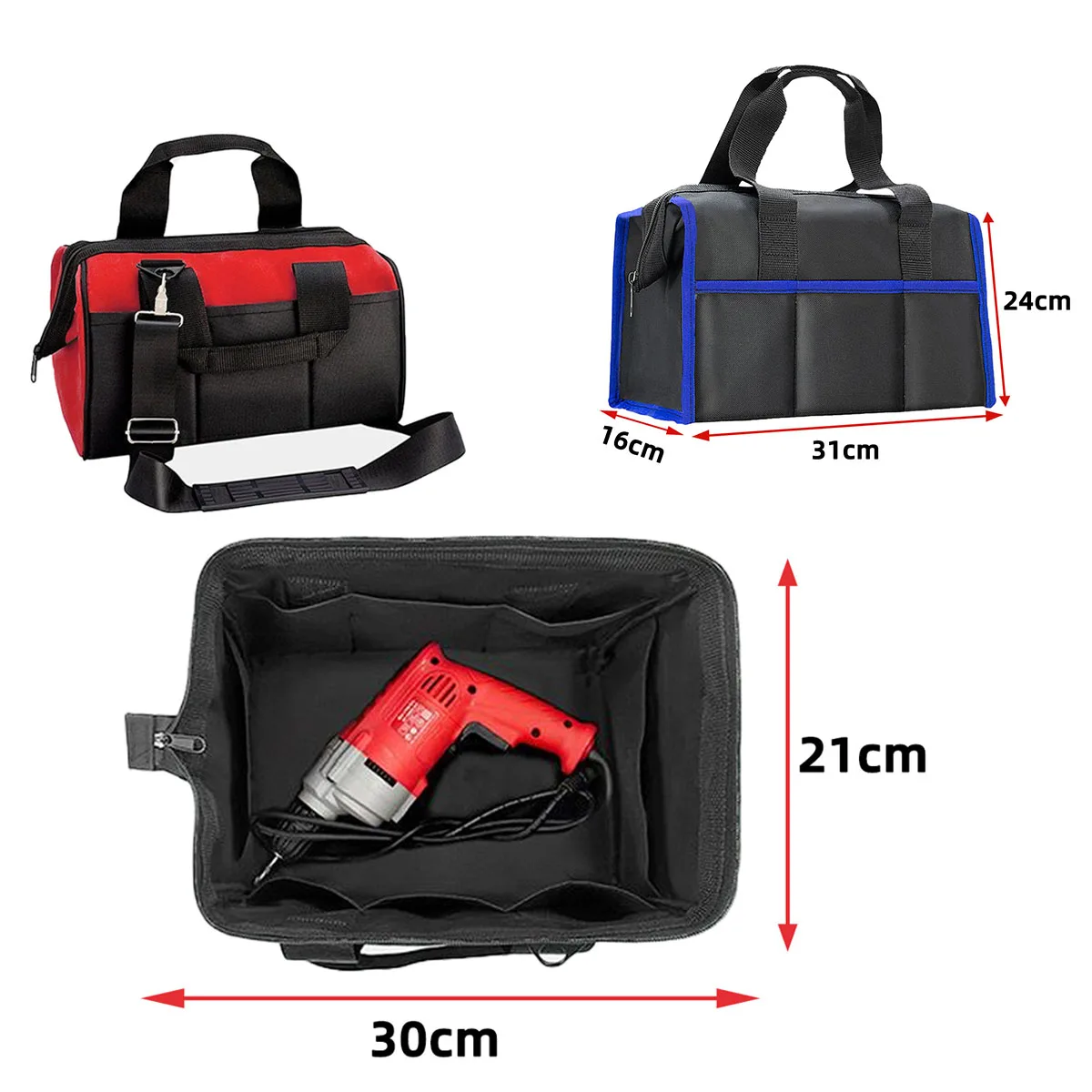 PINMOAP 1 قطعة أداة كهربائي باللونين الأحمر والأزرق حزمة أدوات أكسفورد متينة مقاومة للماء تصنيف سعة كبيرة وسهلة الحمل