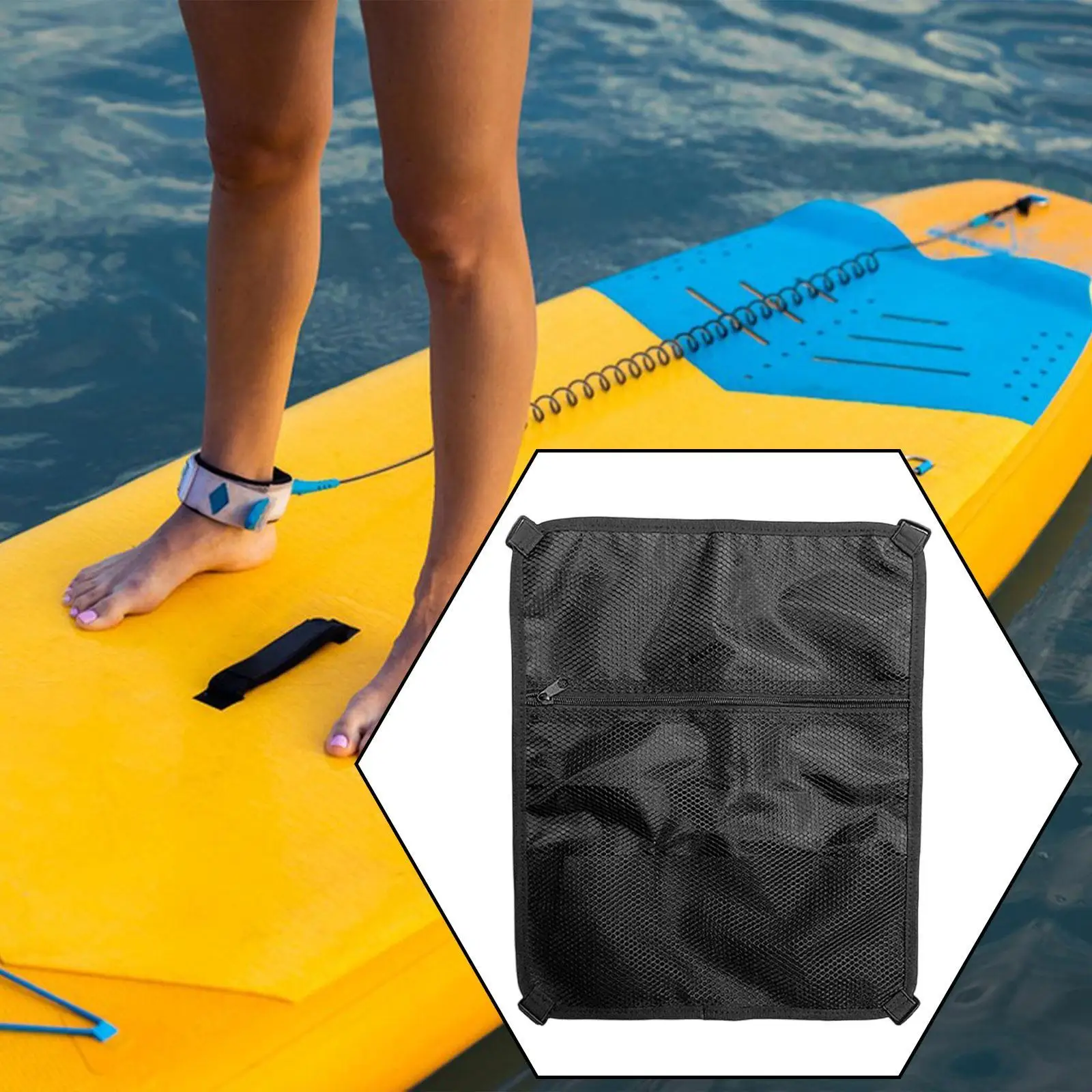 حقيبة سطح السفينة متعددة الاستخدامات، حقيبة تخزين شبكية بسحاب للأنشطة الخارجية والتجديف وركوب الأمواج والقوارب