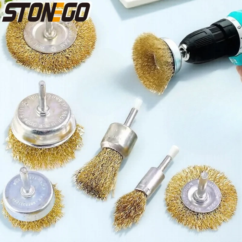 

6Pcs Wire Brush Shaft Grinding Wheel for Rust Removal Polishing Brush for Electric Grinder Drill Reliable