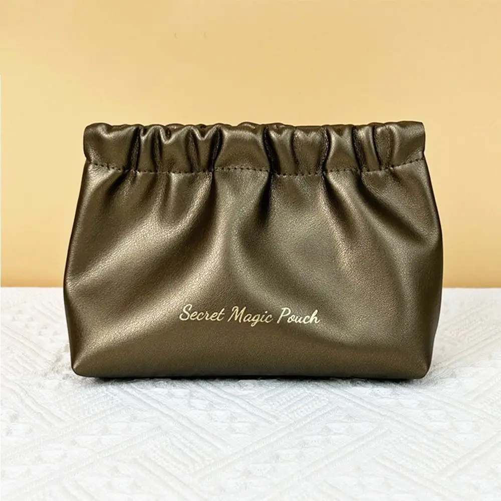 عارضة الكورية نمط بو ورقة الربيع حقيبة الذاتي إغلاق بلون البند الصغيرة أكياس حقيبة التخزين حقيبة مستحضرات التجميل السفر