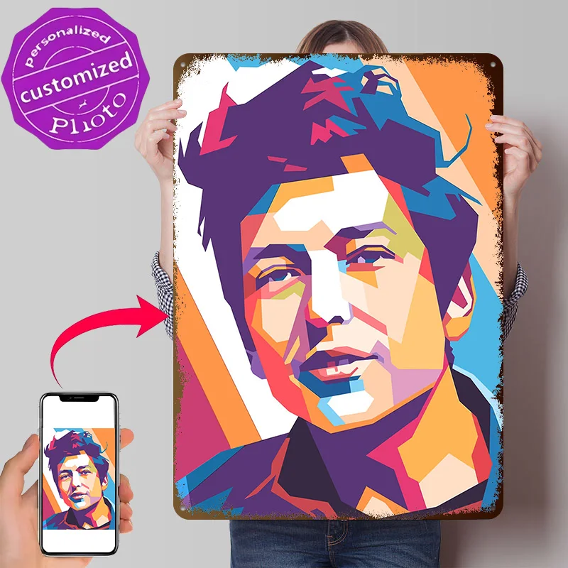 Bob Dylan Pop Art Portrait 3D Printed Texture Poster Personalized Wall Art Retro Metal Tin Signs for Office Decor Room Wand Deko