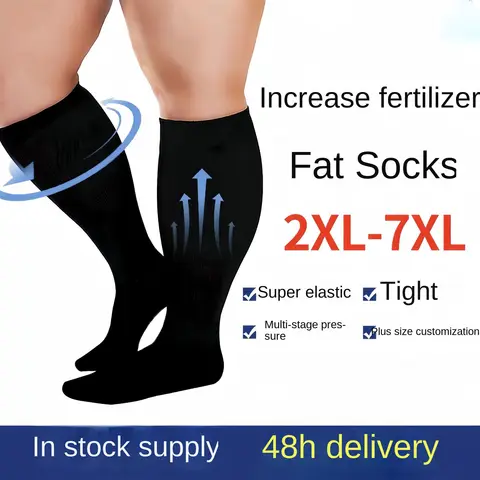 2XL-7XL Plus Size Compression Socks for Women Men 20-30 mmHg Wide Calf Extra Large Knee High Flight Sock for Circulation Support