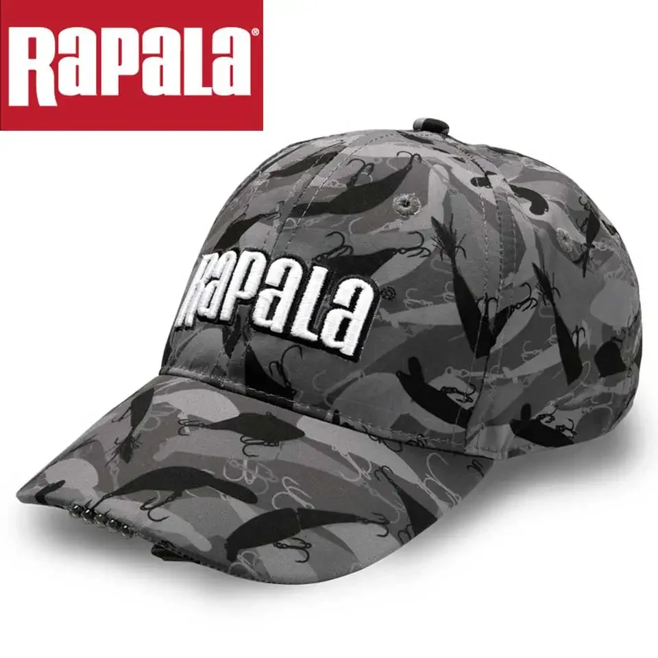 RAPALA Fishing Mesh Hat Breathable/LED Hat/Outdoor Sports Sunshade Hat Baseball Cap Adjustable Summer Hat Fishing Gear