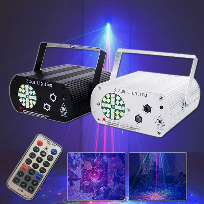 2 IN 1 RGB LED Disco Strobe Light Stage Lights Voice Control Music Laser Projector Light Effect Lamp For Party Dance Floor Show