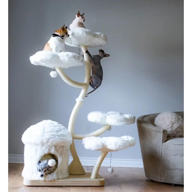 

Flower Cat Scratching Post Climbing Frame Tree House Modern Luxury Tower Scratching Post Cat Trees & Scratcher Wood Cat Trees