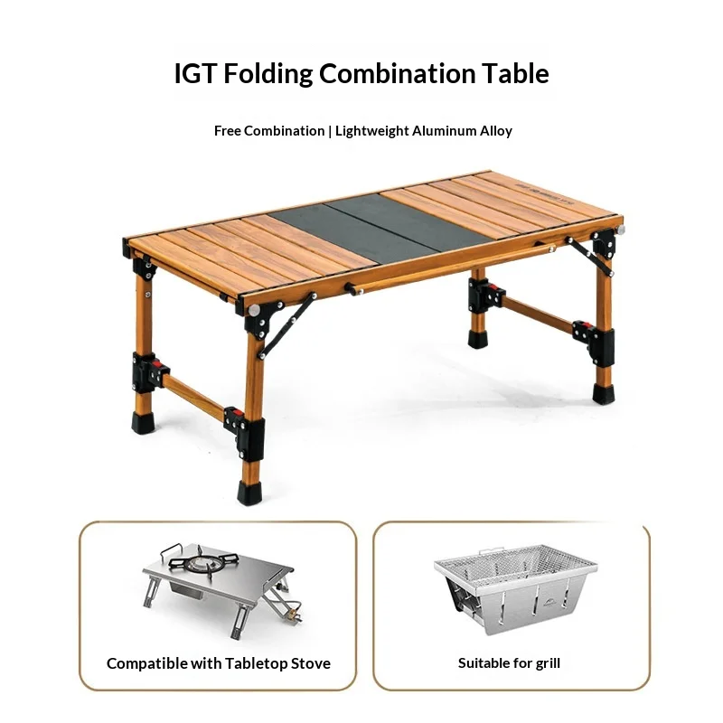 High-End Lightweight Portable Outdoor Camping Aluminum Alloy Detachable Foldable Modular IGT Combination Table Barbecue