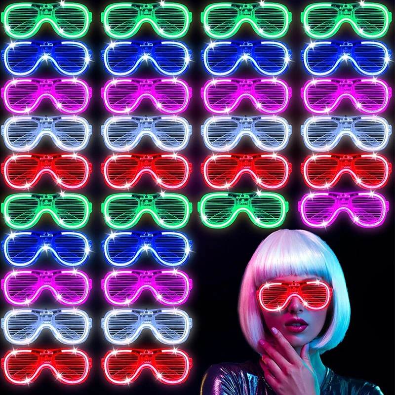 1/10PCS LED Rave Neon Flashing Shutter Glasses Luminous Heart Shape Glasses Glow Party Wedding Birthday Supplies for Adult Kids